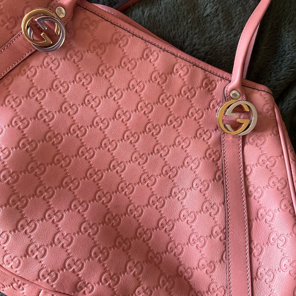 Gucci Pink Guccissima Twins Tote